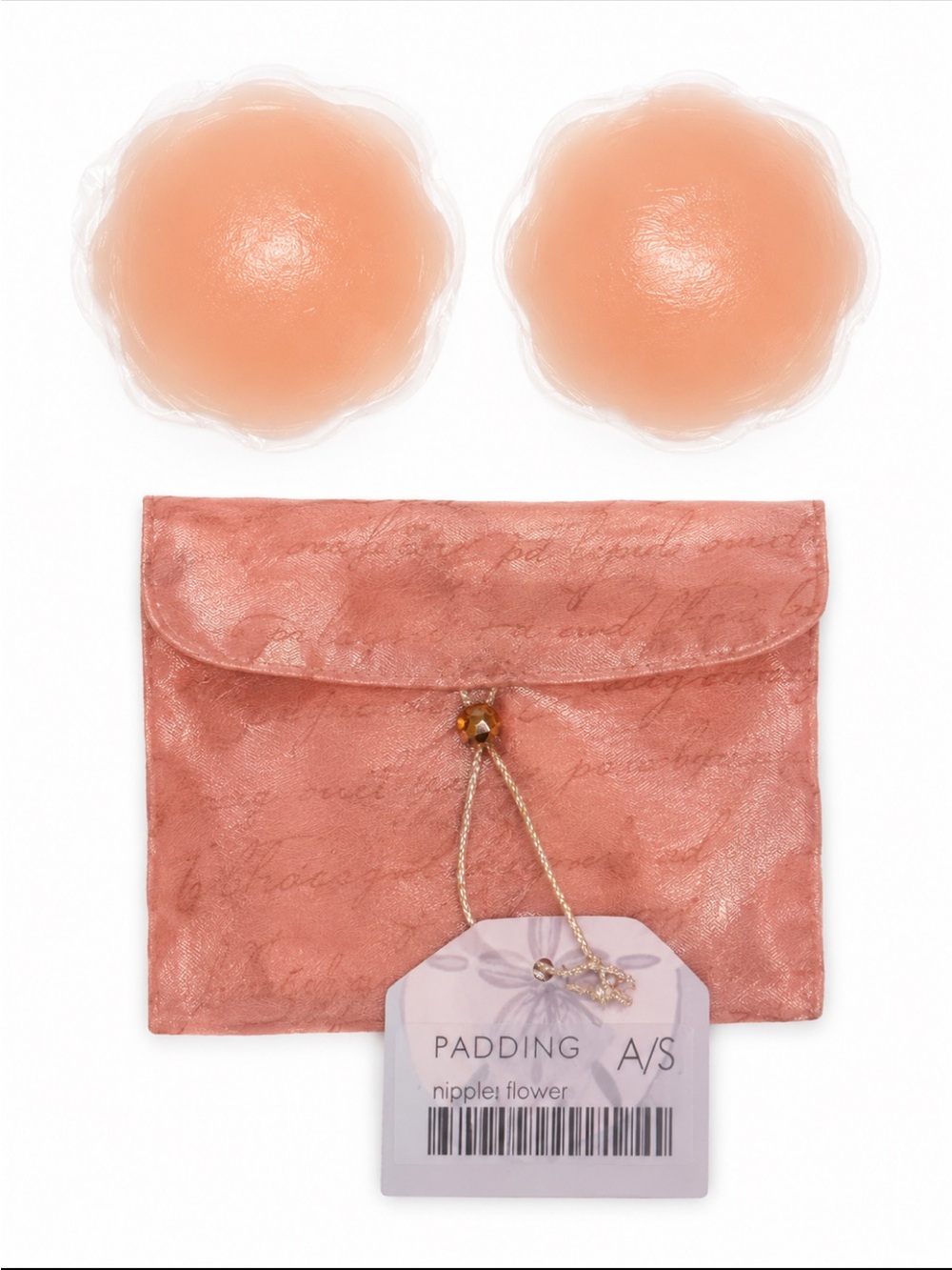 Peach Floral Nipple Covers with Pink Storage Pouch